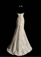 Classic Ivory Strapless Ruffled Satin Mermaid Long Prom Dresses Evening Dresses