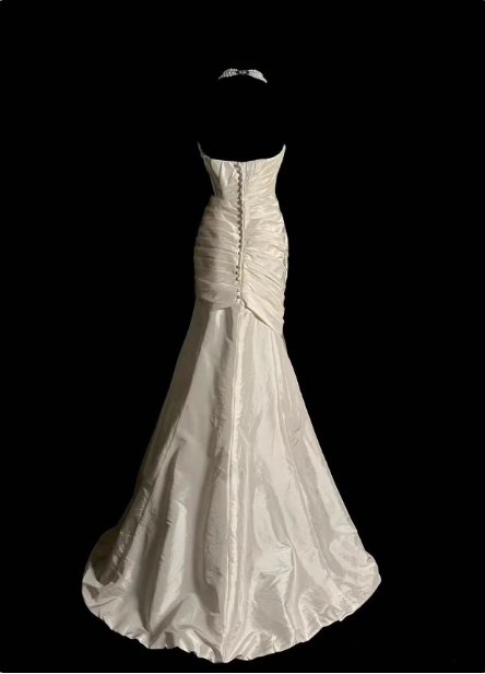 Classic Ivory Strapless Ruffled Satin Mermaid Long Prom Dresses Evening Dresses