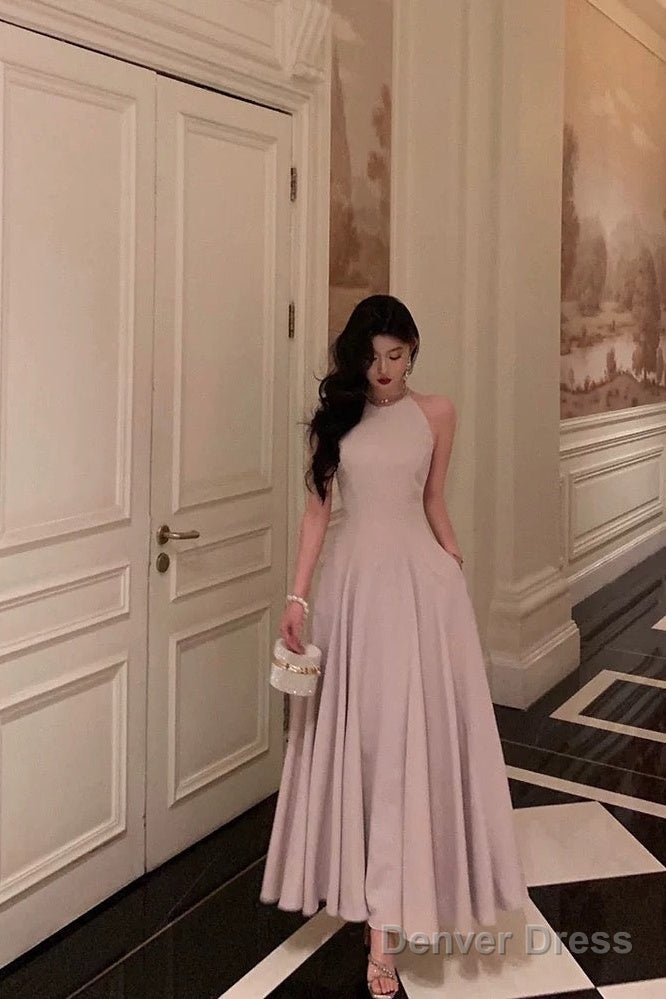 Classy A Line Scoop Neckline Long Light Pink Prom Dresses Birthday Outfits Prom Gowns
