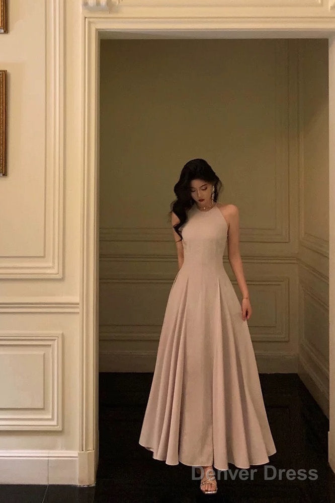 Classy A Line Scoop Neckline Long Light Pink Prom Dresses Birthday Outfits Prom Gowns