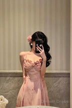 Classy A Line Spaghetti Straps Pink Lace Prom Dresses Birthday Outfits Prom Gowns
