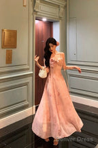 Classy A Line Spaghetti Straps Pink Lace Prom Dresses Birthday Outfits Prom Gowns