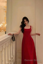 Classy A Line Spaghetti Straps Red Prom Dresses Birthday Outfits Prom Gowns