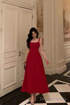 Classy A Line Spaghetti Straps Red Prom Dresses Birthday Outfits Prom Gowns