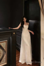 Classy A Line Spaghetti Straps Sleeveless White Lace Prom Dresses Birthday Outfits