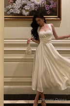 Classy A Line Square Neckline Ivory Prom Dresses Birthday Outfits Prom Gowns