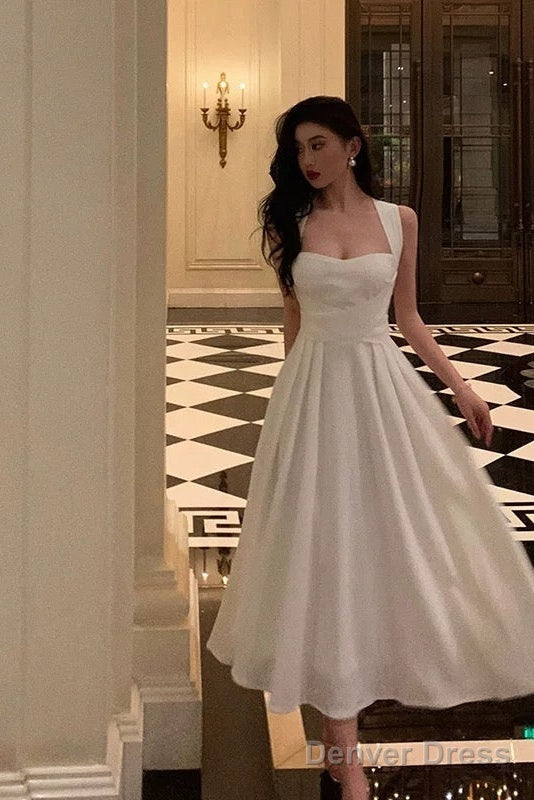 Classy A Line Square Neckline Ivory Prom Dresses Birthday Outfits Prom Gowns
