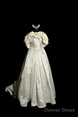 Classy Ball Gown Off The Shoulder Lace Ivory Long Wedding Dress Bridal Dresses