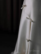 Classy Ball Gown Scoop Satin Ruffles Ivory Wedding Dresses Brides Dress
