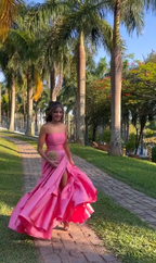 Classy Ball Gowns Strapless Pink Floor Length Satin Slit Prom Dresses Prom Gown