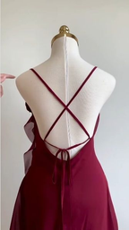 Classy Burgundy Chiffon Cocktail Dress Short Prom Dress Homecoming Dresses