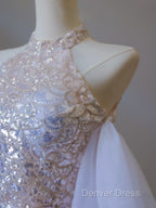 Classy Mermaid High Neckline Sequin Ruffles Long Evening Dresses Prom Dresses