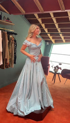 Classy Mermaid Off The Shoulder Light Sky Blue Prom Dress