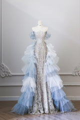 Classy Mermaid Off The Shoulder Neckline Sequin Ruffles Long Evening Dress Prom Dresses