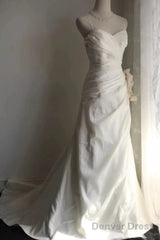 Classy Mermaid Spaghetti Straps White Satin Long Wedding Dress Bridal Dresses
