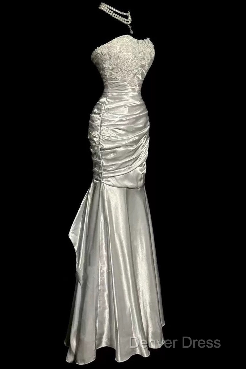 Classy Mermaid Sweetheart Lace Ivory Long Evening Gowns Prom Dresses Secondary image