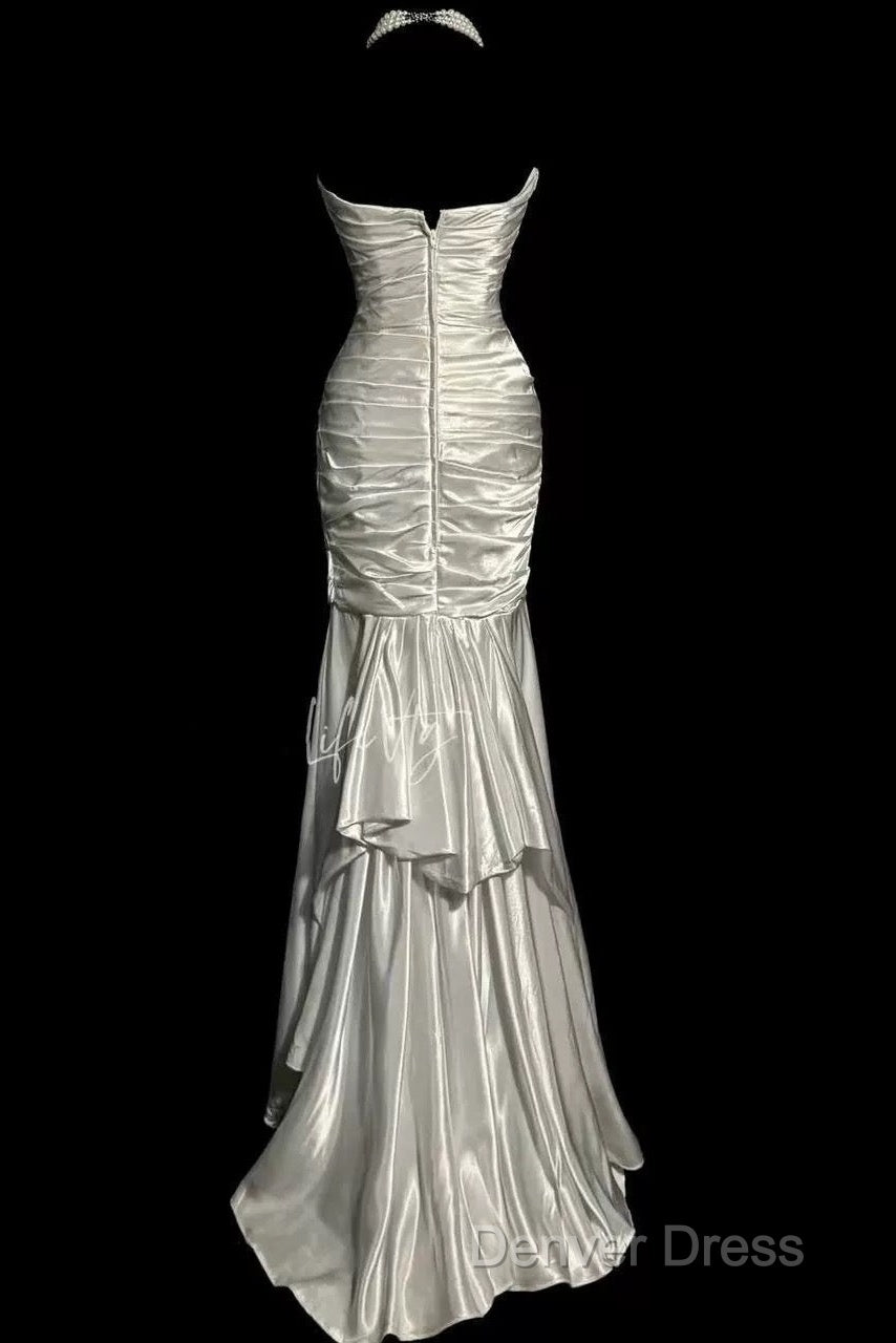 Classy Mermaid Sweetheart Lace Ivory Long Evening Gowns Prom Dresses