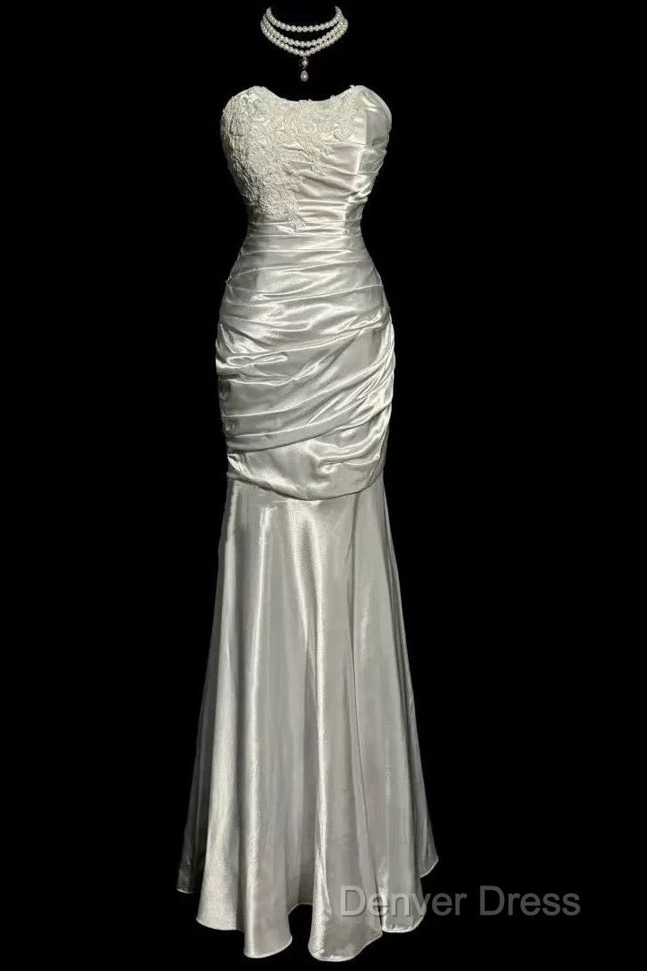 Classy Mermaid Sweetheart Lace Ivory Long Evening Gowns Prom Dresses