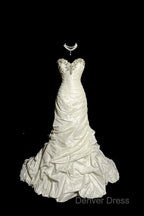 Classy Mermaid Sweetheart Taffeta Ivory Long Wedding Dress Bridal Dresses