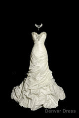 Classy Mermaid Sweetheart Taffeta Ivory Long Wedding Dress Bridal Dresses