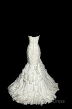 Classy Mermaid Sweetheart Tulle Ivory Long Wedding Dresses Bridal Dresses