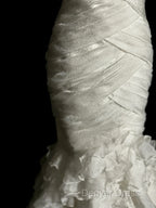 Classy Mermaid Sweetheart Tulle Ivory Long Wedding Dresses Bridal Dresses