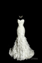 Classy Mermaid Sweetheart Tulle Ivory Long Wedding Dress Bridal Dresses