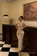 Classy Sheath High Neckline Velvet Flora Prom Dresses Birthday Outfits Evening Gown