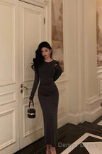 Classy Sheath Scoop Neckline Black Prom Dresses Birthday Outfits Evening Gown