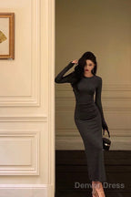 Classy Sheath Scoop Neckline Black Prom Dresses Birthday Outfits Evening Gown