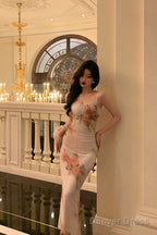 Classy Sheath Spaghetti Straps Pink Floral Prom Dresses Birthday Outfits Prom Gowns
