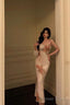 Classy Sheath Spaghetti Straps Pink Floral Prom Dresses Birthday Outfits Prom Gowns