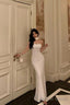 Classy Sheath Strapless Neckline White Prom Dresses Birthday Outfits Prom Gowns