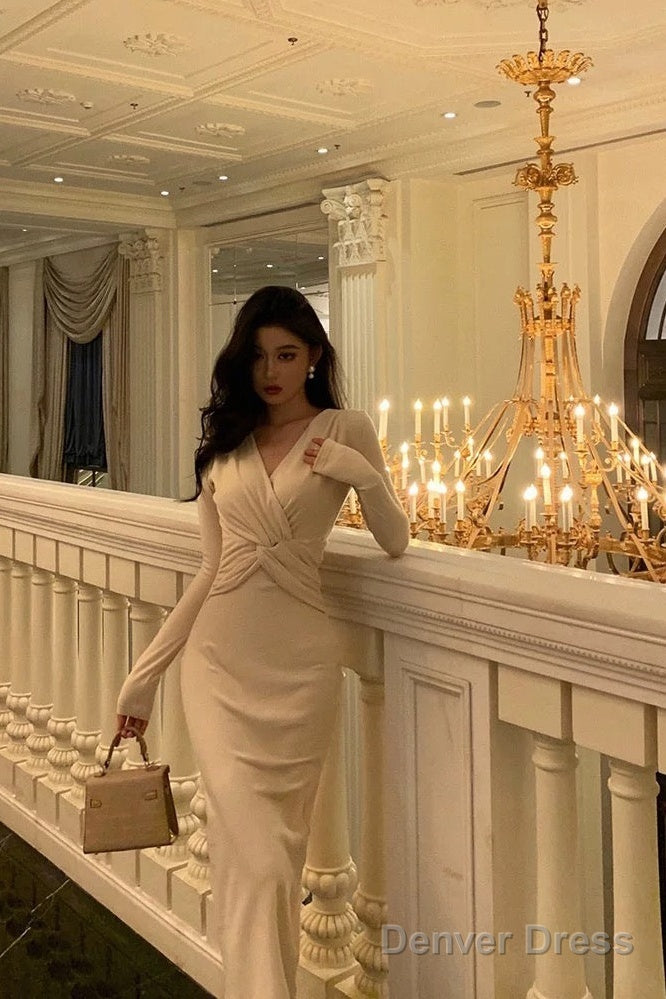 Classy Sheath V Neckline Prom Dresses Birthday Outfits Prom Gowns