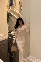 Classy Sheath V Neckline Prom Dresses Birthday Outfits Prom Gowns