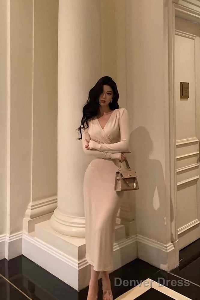 Classy Sheath V Neckline Prom Dresses Birthday Outfits Prom Gowns