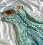 Classy Tiffany Blue Lace Appliques Short Birthday Outfits Homecoming Dress Spaghetti Strap Cocktail Dresses