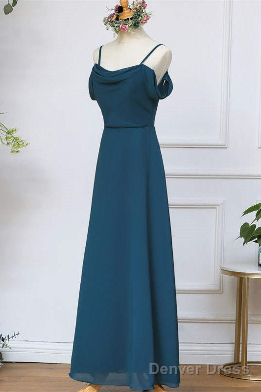 Cold Shoulder Ink Blue Chiffon Bridesmaid Dresses Secondary image