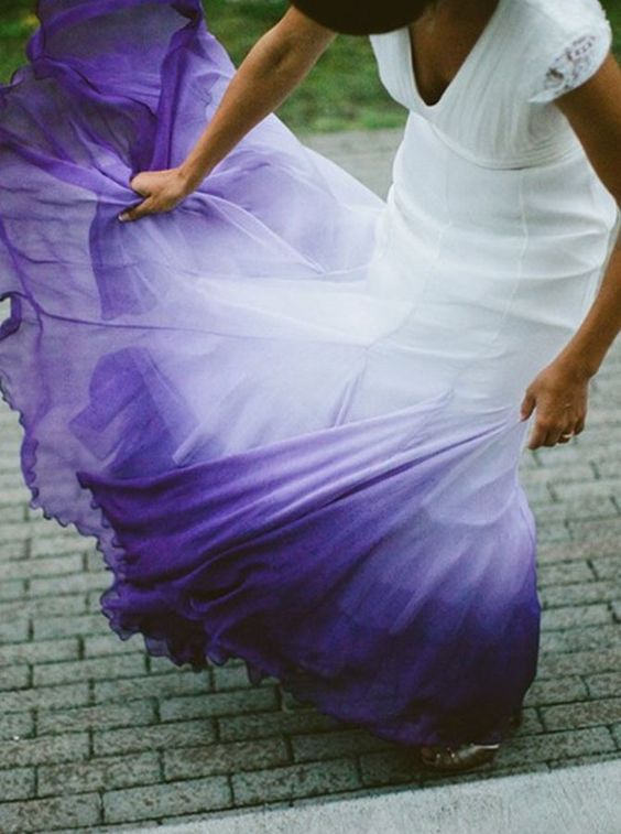 Colored Wedding Dress, Purple And White Wedding Dress, Ombre Wedding Dress Prom Dresses Secondary image