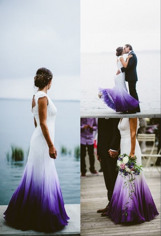Colored Wedding Dress, Purple And White Wedding Dress, Ombre Wedding Dress Prom Dresses Main image