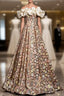Colorful Flower Sequins Off the Shoulder Prom Dresses