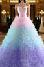 Colorful Tulle Sweetheart Tulle Princess Wedding Dresses