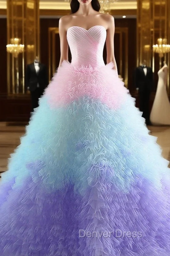Colorful Tulle Sweetheart Tulle Princess Wedding Dresses Main image