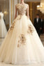 Come In a Wide Variety Of On Trend Styles, Champagen Ball Gowns Tulle Appliques Beading Quinceanera Dresses