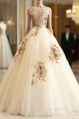 Come In a Wide Variety Of On-Trend Styles, Champagen Ball Gown Tulle Appliques Beading Quinceanera Dresses