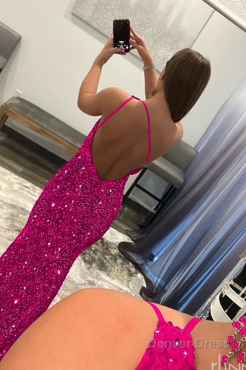 Coral Sequins Mermaid Long Prom Dresses