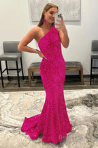 Coral Sequins Mermaid Long Prom Dresses