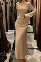 Crew Neck Prom Dress Long Prom Dresses