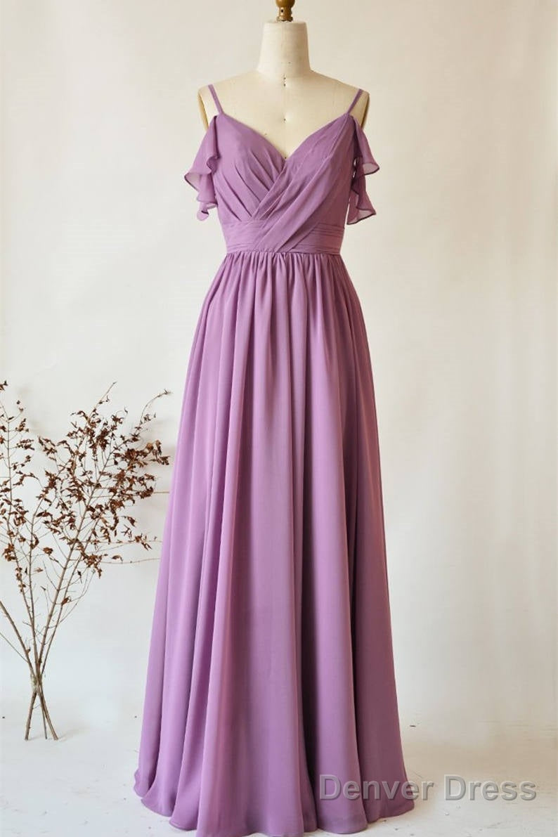 Criss Cross Straps Dusty Purple Long Bridesmaid Dress Main image