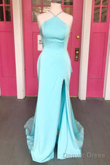 Criss Cross Straps Pool Blue Long Formal Dress
